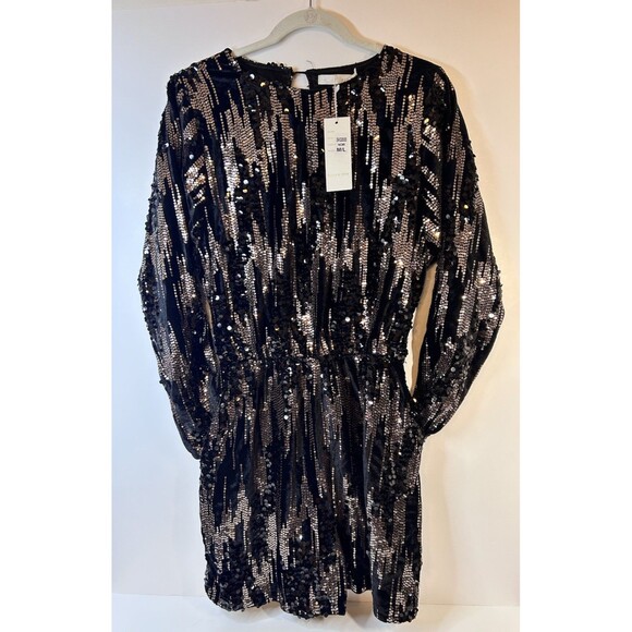 Peace And Love Black Velvet And  Sequin LS Romper Size M/L NWT - Picture 1 of 9